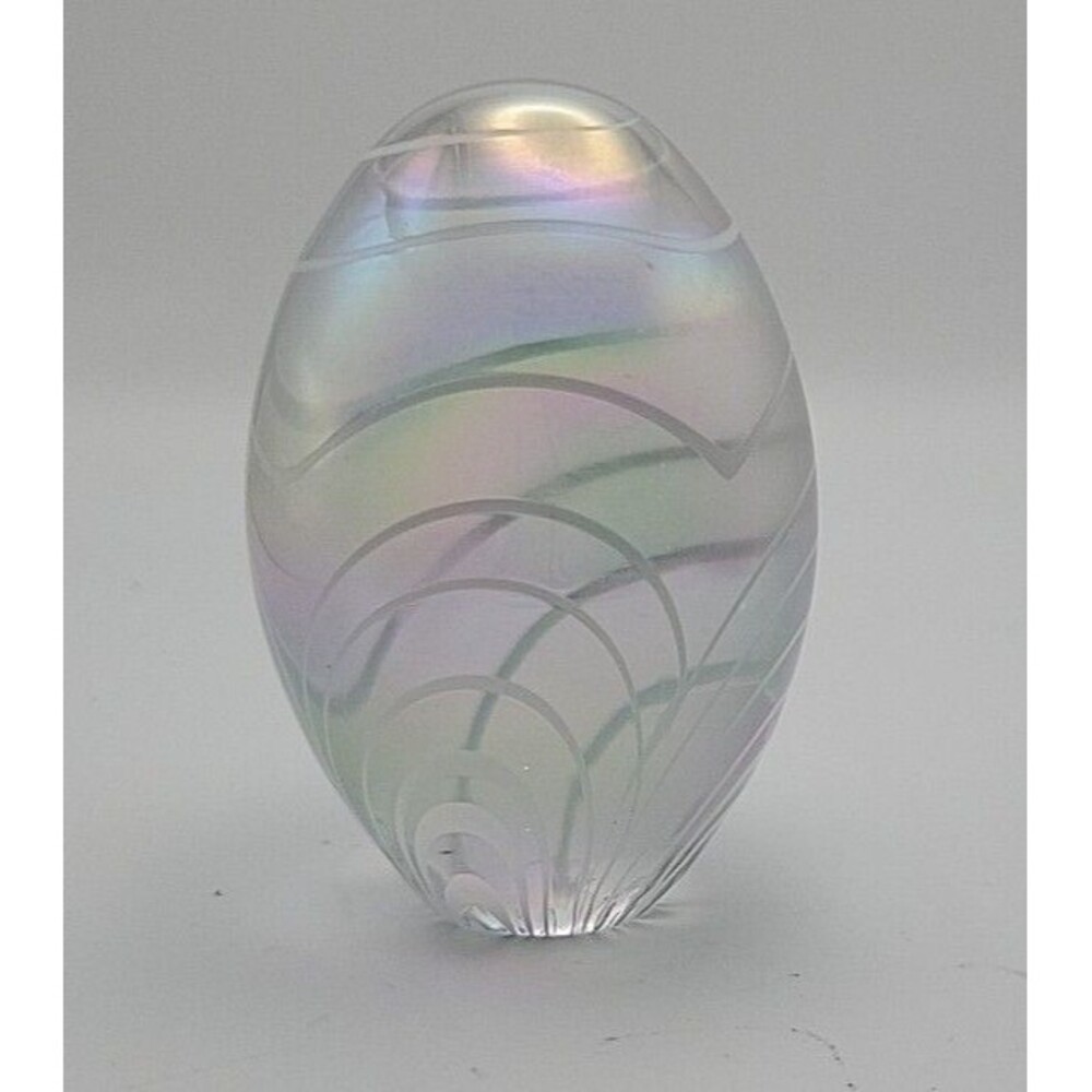 Vintage Iridescent Art Glass EGG Paperweight Rainbow EUC Beautiful Egg! - Picture 3 of 6